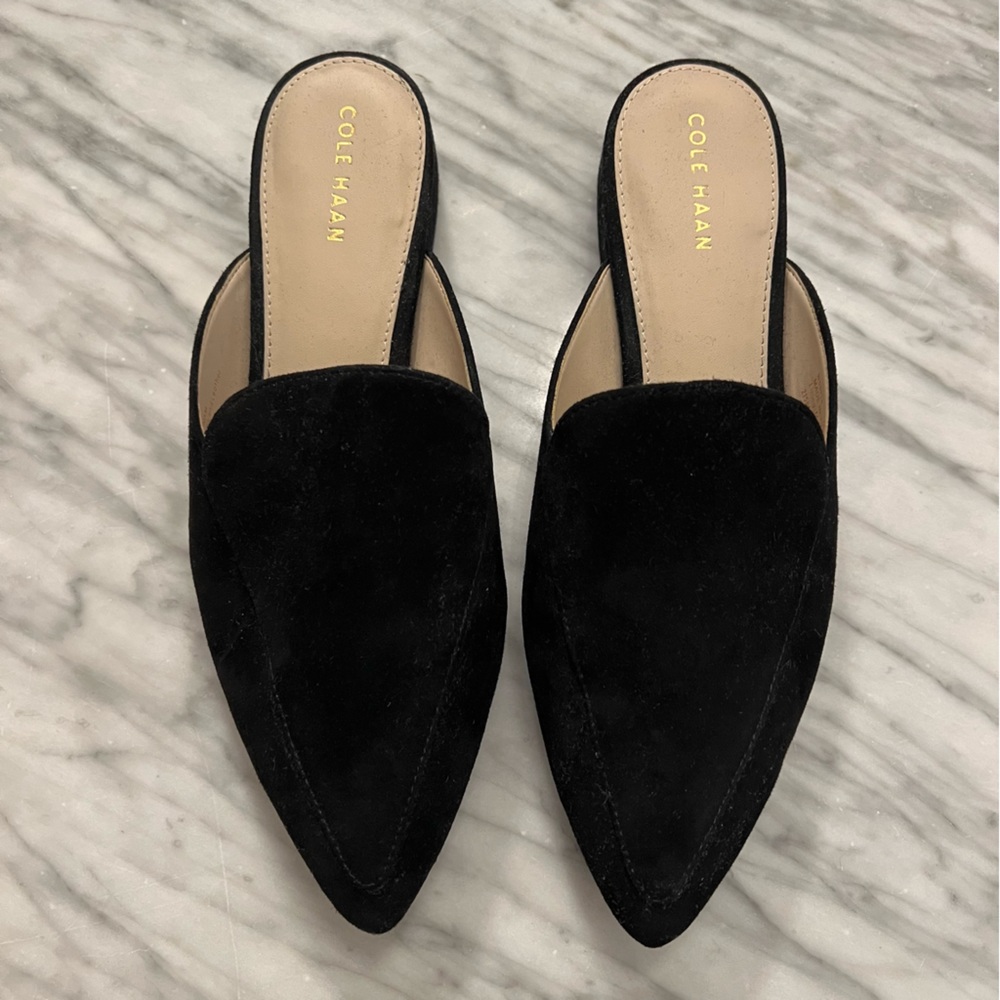 Cole Haan Black Suede Piper Loafer Mule - Size 7